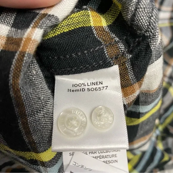 L.L. Bean Signature Linen Plaid Button-Down Shirt Slim Fit Medium - Picture 7 of 12